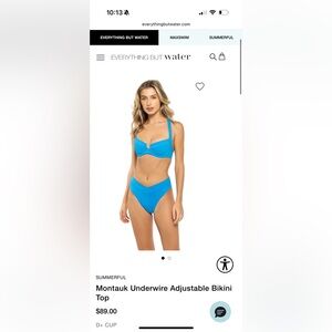 NWT : Summerful Montauk Underwire Adjustable Bikini Top